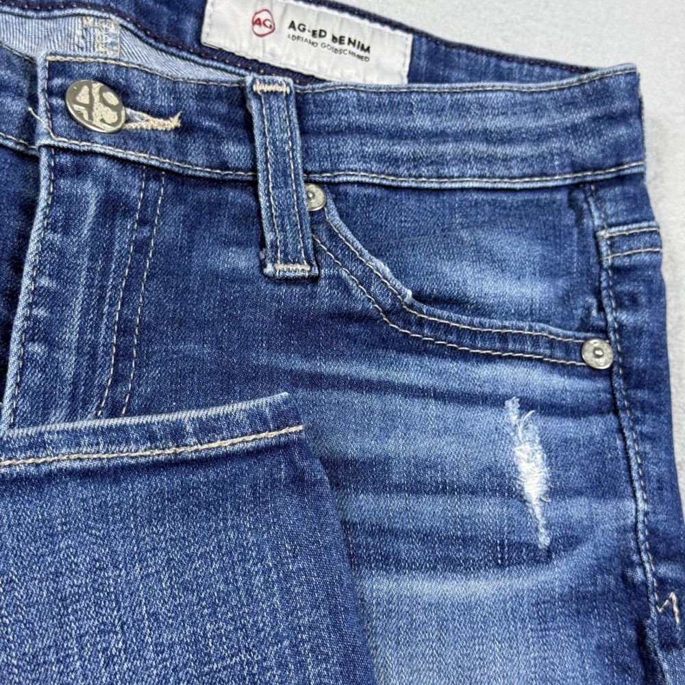 AG Adriano Goldschmied The Legging Ankle Super Skinny Distressed Jeans Blue 24R